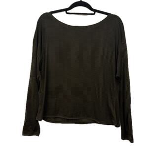 Lululemon Lean In Long Sleeve Striped Sheer Mesh‎ Top Size 8 Green